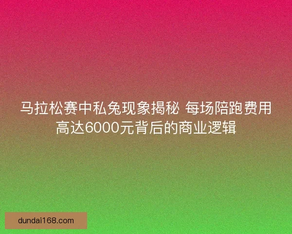 马拉松赛中私兔现象揭秘 每场陪跑费用高达6000元背后的商业逻辑