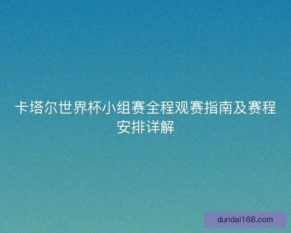 卡塔尔世界杯小组赛全程观赛指南及赛程安排详解