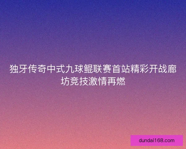 独牙传奇中式九球鲲联赛首站精彩开战廊坊竞技激情再燃