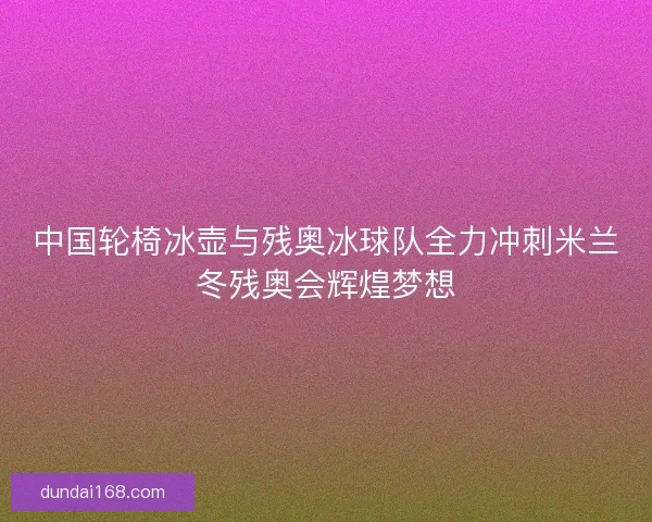中国轮椅冰壶与残奥冰球队全力冲刺米兰冬残奥会辉煌梦想